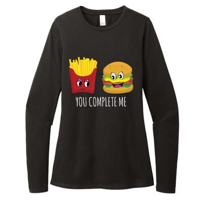 You Complete Me Funny Burger And Fries Valentines Day Cute Gift Womens CVC Long Sleeve Shirt