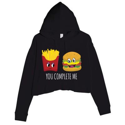 You Complete Me Funny Burger And Fries Valentines Day Cute Gift Crop Fleece Hoodie