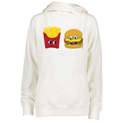 You Complete Me Funny Burger And Fries Valentines Day Cute Gift Womens Funnel Neck Pullover Hood