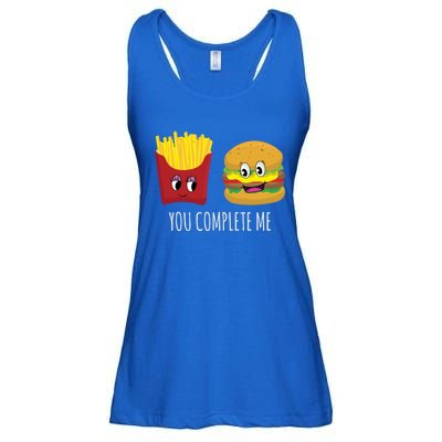 You Complete Me Funny Burger And Fries Valentines Day Cute Gift Ladies Essential Flowy Tank