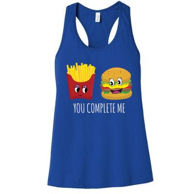 You Complete Me Funny Burger And Fries Valentines Day Cute Gift Women's Racerback Tank