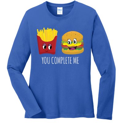 You Complete Me Funny Burger And Fries Valentines Day Cute Gift Ladies Long Sleeve Shirt