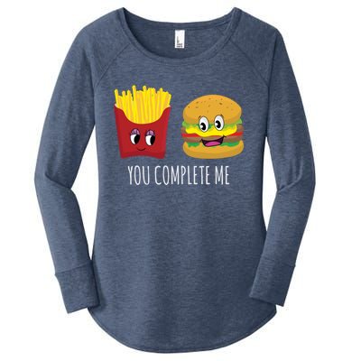 You Complete Me Funny Burger And Fries Valentines Day Cute Gift Women's Perfect Tri Tunic Long Sleeve Shirt