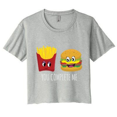 You Complete Me Funny Burger And Fries Valentines Day Cute Gift Women's Crop Top Tee