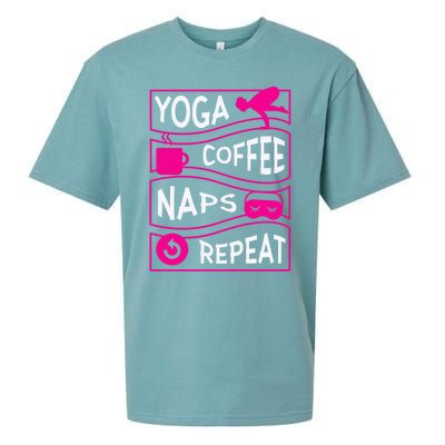 Yoga Coffee Naps Repeat Gift Sueded Cloud Jersey T-Shirt