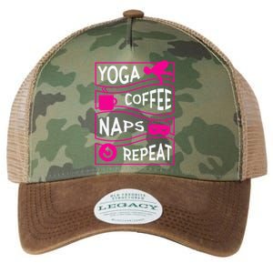 Yoga Coffee Naps Repeat Gift Legacy Tie Dye Trucker Hat