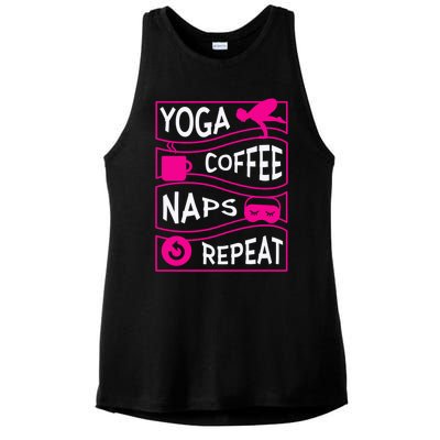 Yoga Coffee Naps Repeat Gift Ladies PosiCharge Tri-Blend Wicking Tank