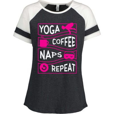 Yoga Coffee Naps Repeat Gift Enza Ladies Jersey Colorblock Tee