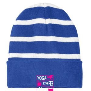 Yoga Coffee Naps Repeat Gift Striped Beanie with Solid Band