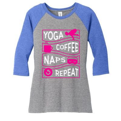 Yoga Coffee Naps Repeat Gift Women's Tri-Blend 3/4-Sleeve Raglan Shirt