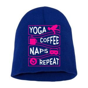 Yoga Coffee Naps Repeat Gift Short Acrylic Beanie