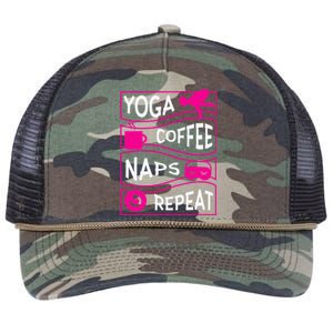 Yoga Coffee Naps Repeat Gift Retro Rope Trucker Hat Cap