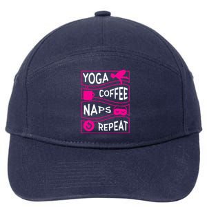 Yoga Coffee Naps Repeat Gift 7-Panel Snapback Hat