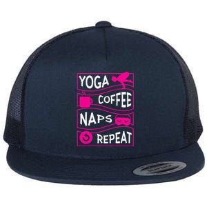 Yoga Coffee Naps Repeat Gift Flat Bill Trucker Hat