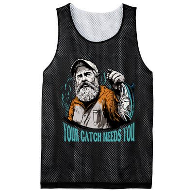 Your Catch Needs You Fishing Mesh Reversible Basketball Jersey Tank