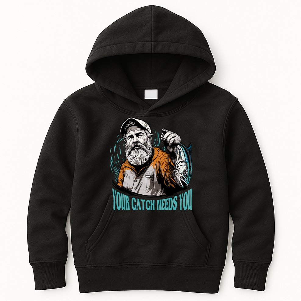 Your Catch Needs You Fishing Kids Hoodie