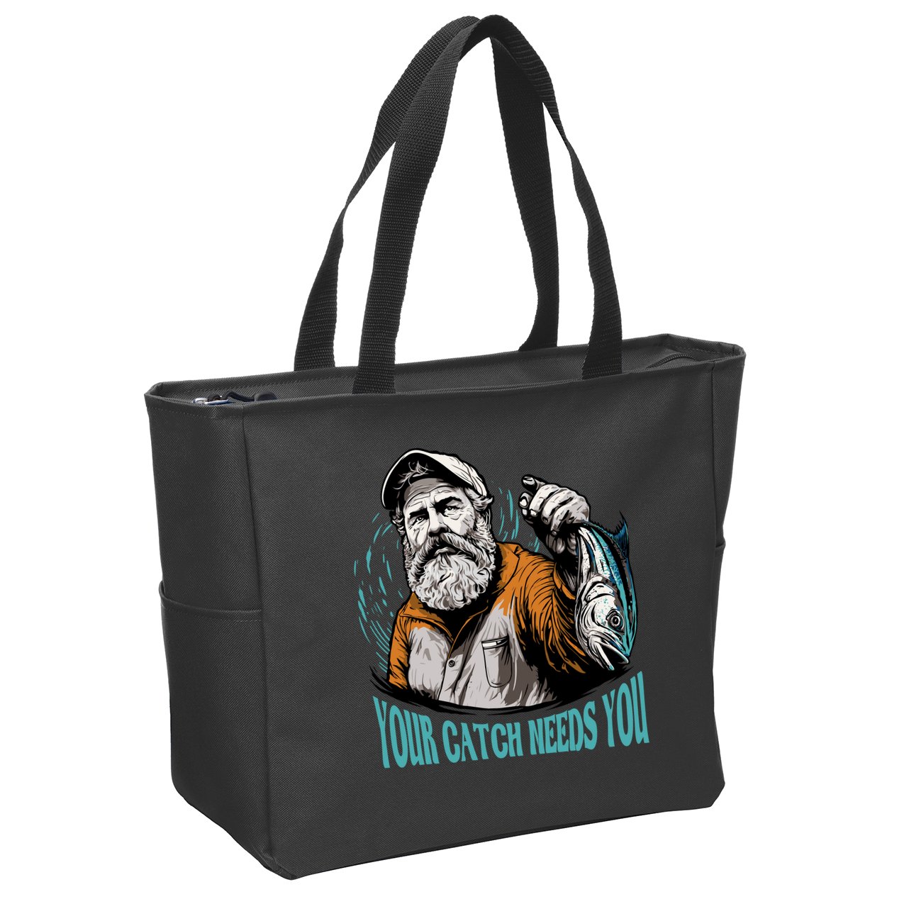Your Catch Needs You Fishing Zip Tote Bag