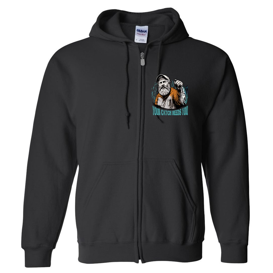 Your Catch Needs You Fishing Full Zip Hoodie