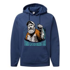 Your Catch Needs You Fishing Performance Fleece Hoodie