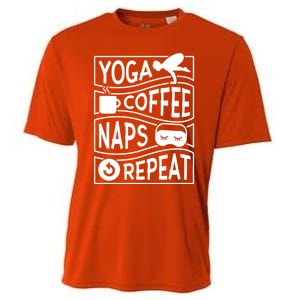 Yoga Coffee Naps Repeat Cute Gift Cooling Performance Crew T-Shirt