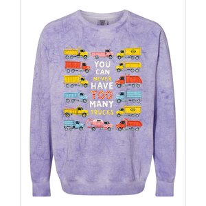 You Can Never Have Too Many Trucks Construction Trucks Colorblast Crewneck Sweatshirt