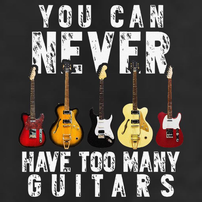 You Can Never Have Too Many Guitars Music Funny Gifts 7 Panel Mesh Trucker Snapback Hat