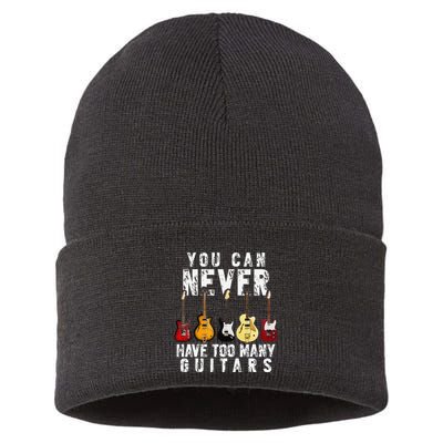 You Can Never Have Too Many Guitars Music Funny Gifts Sustainable Knit Beanie
