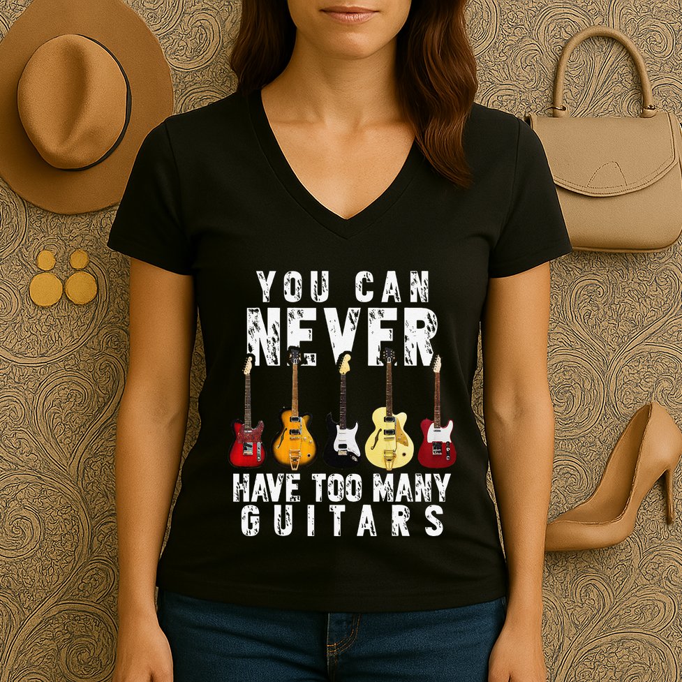 You Can Never Have Too Many Guitars Music Funny Gifts Women's V-Neck T-Shirt