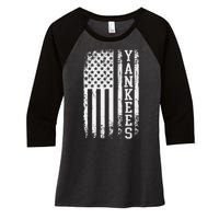 Y.A.N.K.E.E.S Classic New York Baseball Women's Tri-Blend 3/4-Sleeve Raglan Shirt