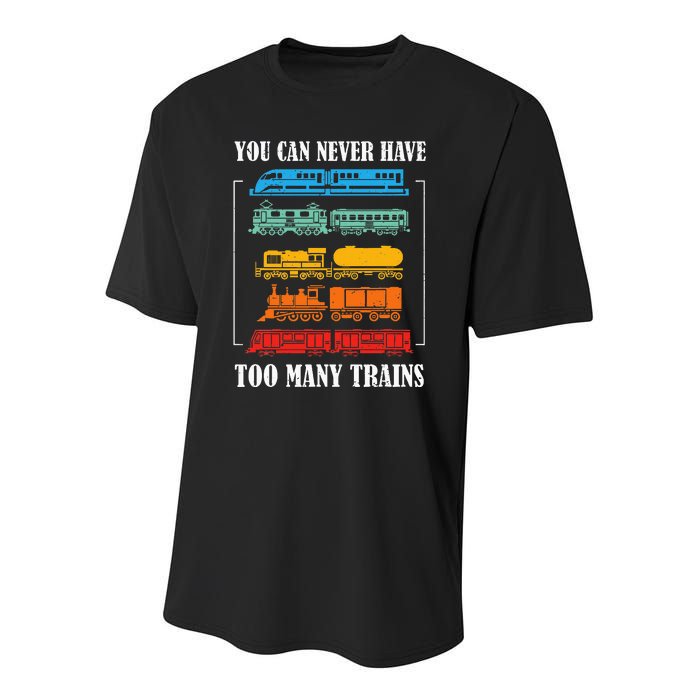 You Can Never Have Too Many Trains Model Train Collecting Youth Performance Sprint T-Shirt