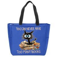 You Can Never Have Too Y Book Funny Cat Book Lover Gift Zip Tote Bag