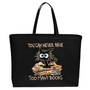 You Can Never Have Too Y Book Funny Cat Book Lover Gift Cotton Canvas Jumbo Tote