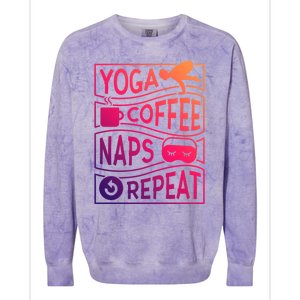 Yoga Coffee Naps Repeat Gift Colorblast Crewneck Sweatshirt