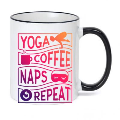 Yoga Coffee Naps Repeat Gift 11oz Black Color Changing Mug