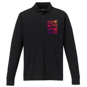 Yoga Coffee Naps Repeat Gift Performance Long Sleeve Polo