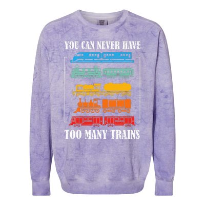 You Can Never Have Too Many Trains Model Train Collecting Colorblast Crewneck Sweatshirt