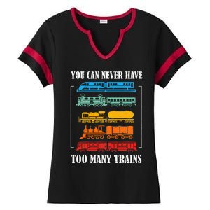 You Can Never Have Too Many Trains Model Train Collecting Ladies Halftime Notch Neck Tee