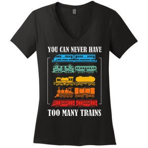 You Can Never Have Too Many Trains Model Train Collecting Women's V-Neck T-Shirt