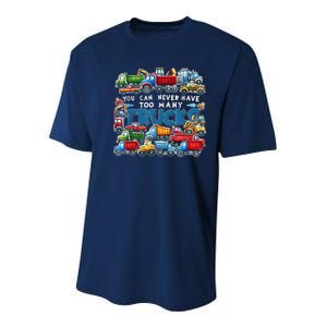 You Can Never Have Too Many Trucks Construction Trucks Youth Performance Sprint T-Shirt