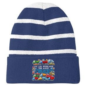 You Can Never Have Too Many Trucks Construction Trucks Striped Beanie with Solid Band