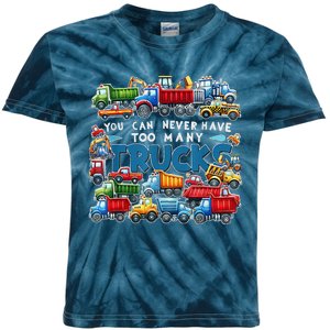 You Can Never Have Too Many Trucks Construction Trucks Kids Tie-Dye T-Shirt