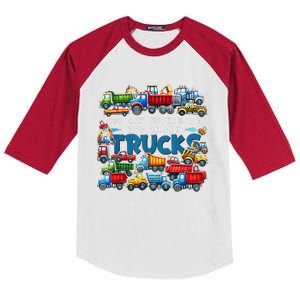 You Can Never Have Too Many Trucks Construction Trucks Kids Colorblock Raglan Jersey