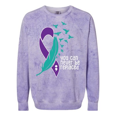 You Can Never Be Replaced Suicide Awareness Colorblast Crewneck Sweatshirt