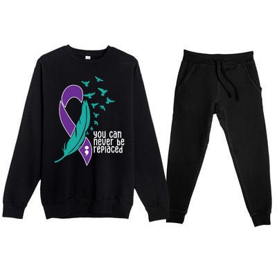 You Can Never Be Replaced Suicide Awareness Premium Crewneck Sweatsuit Set