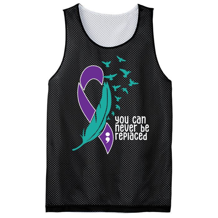 You Can Never Be Replaced Suicide Awareness Mesh Reversible Basketball Jersey Tank