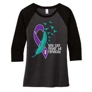 You Can Never Be Replaced Suicide Awareness Women's Tri-Blend 3/4-Sleeve Raglan Shirt