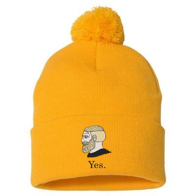 Yes Chad Nordic Gamer Meme Nordic Chad Pom Pom 12in Knit Beanie