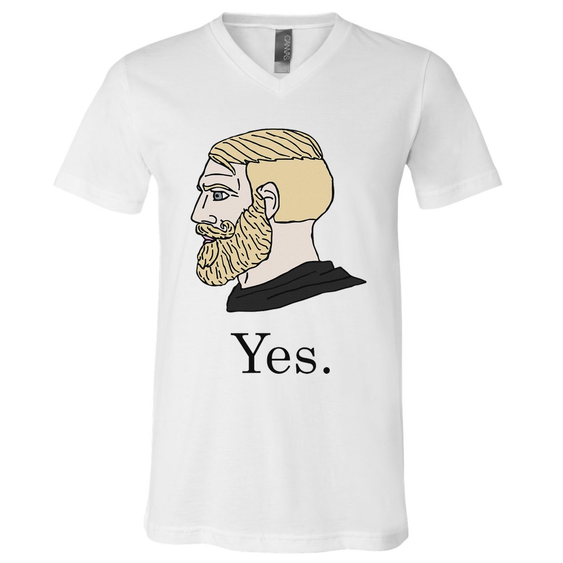 Yes Chad Nordic Gamer Meme Nordic Chad V-Neck T-Shirt