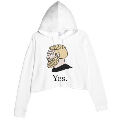 Yes Chad Nordic Gamer Meme Nordic Chad Crop Fleece Hoodie