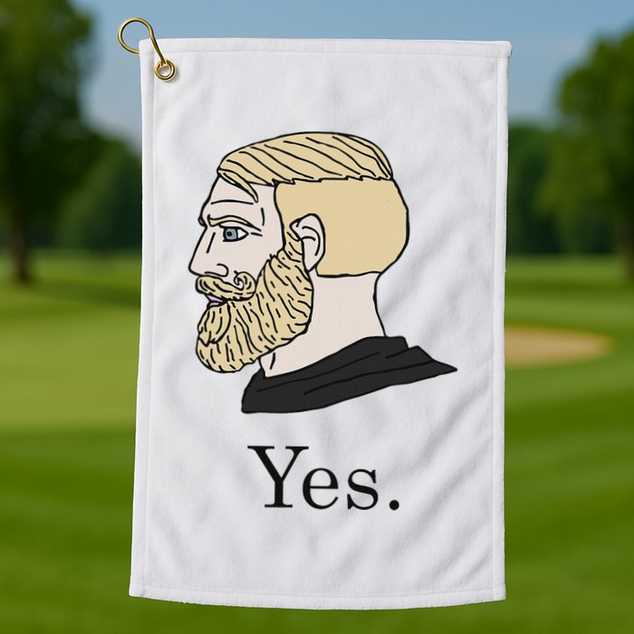 Yes Chad Nordic Gamer Meme Nordic Chad Golf Towel